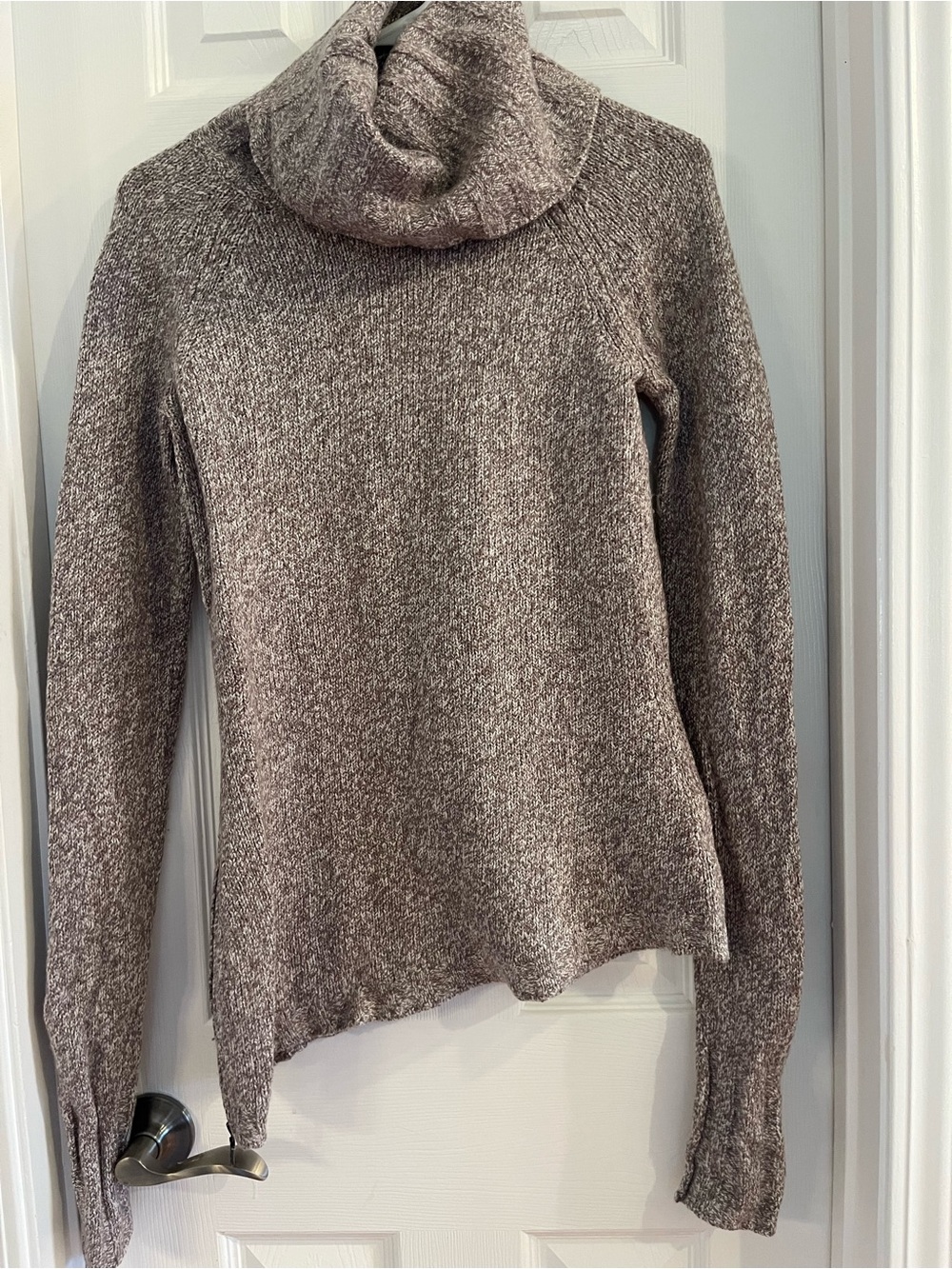 Athleta Marled Taupe Cowl Neck Sweater